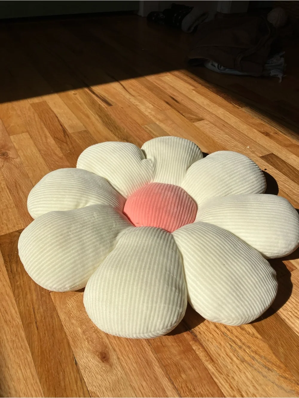 Daisy Flower Petal Decorative Pillow - Cream with Pink Center